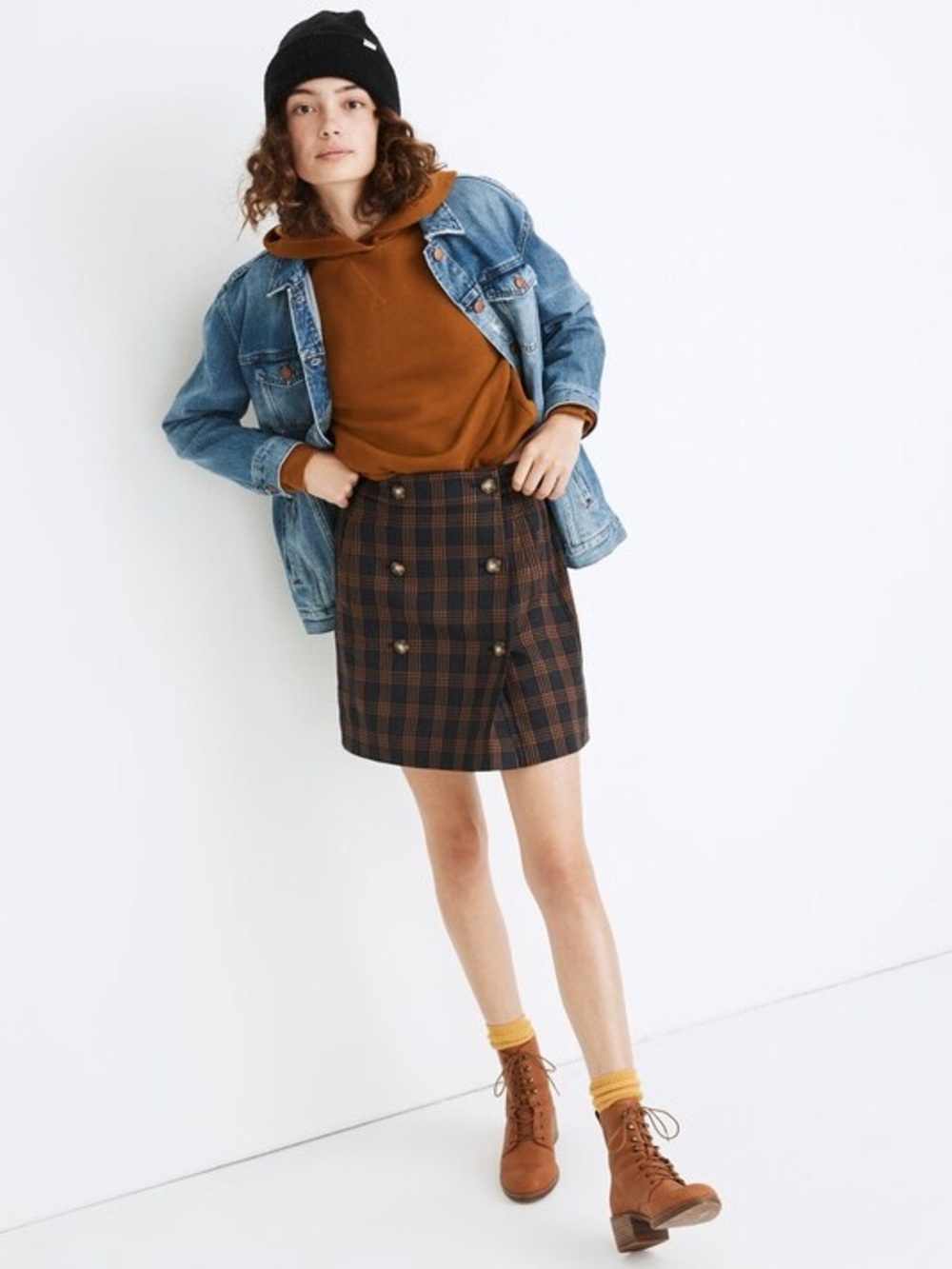 Madewell Plaid Double Breasted Mini Skirt Womens Medium MA984